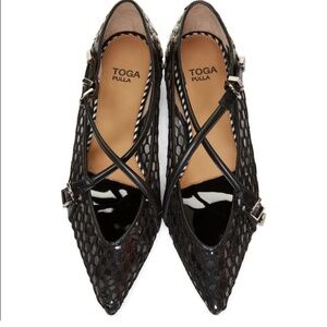 TOGA PULLA Black mesh ballerina flats size 6.5